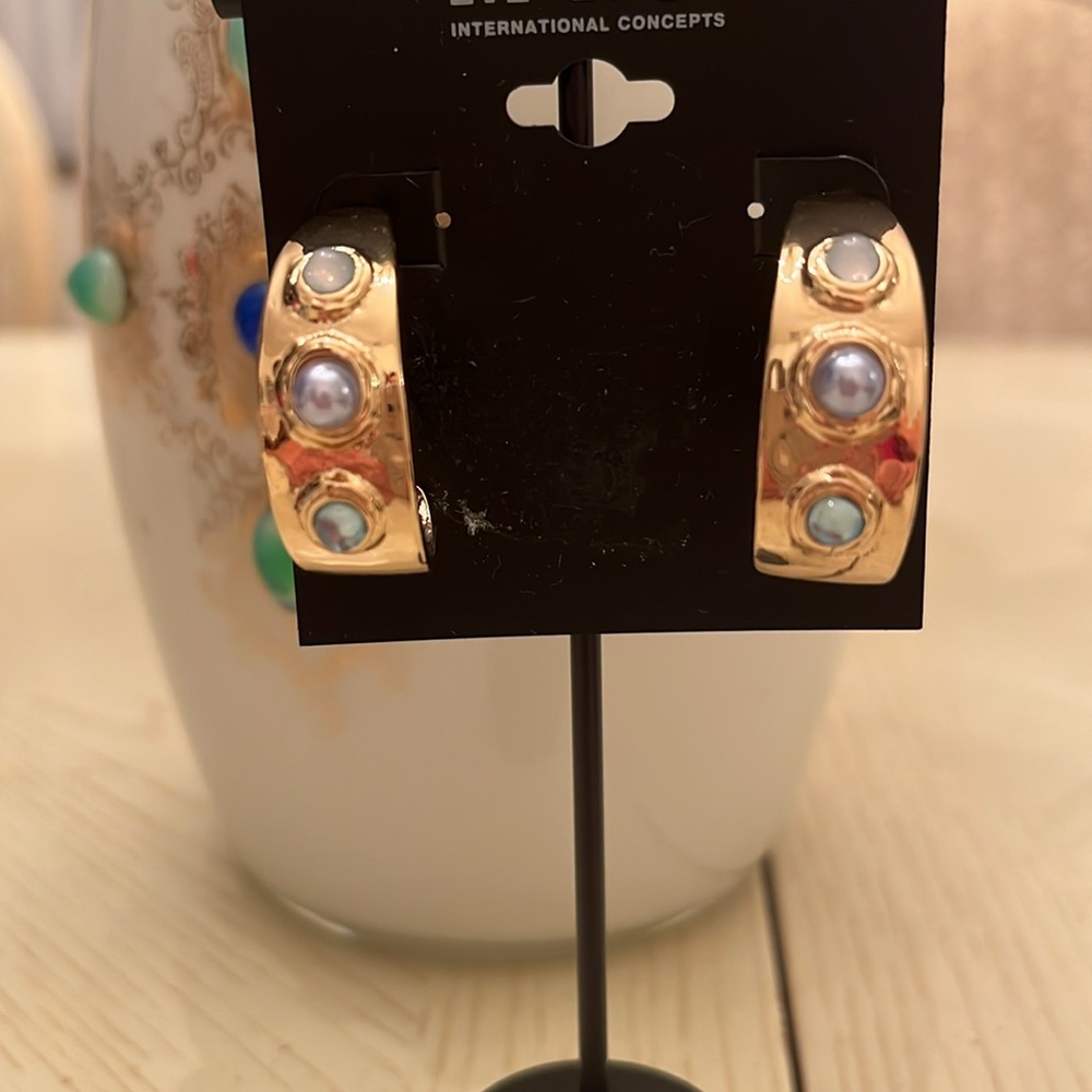 INC Gold and Multicolor Earrings NEW 1 1/2” long